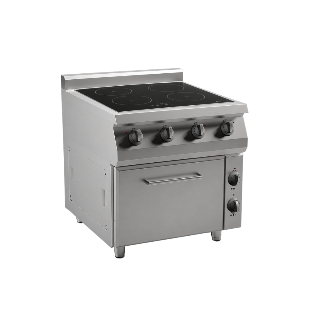Four heating zones and oven